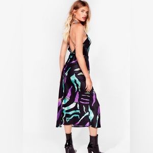 Zebra Print Abstract Midi Dress